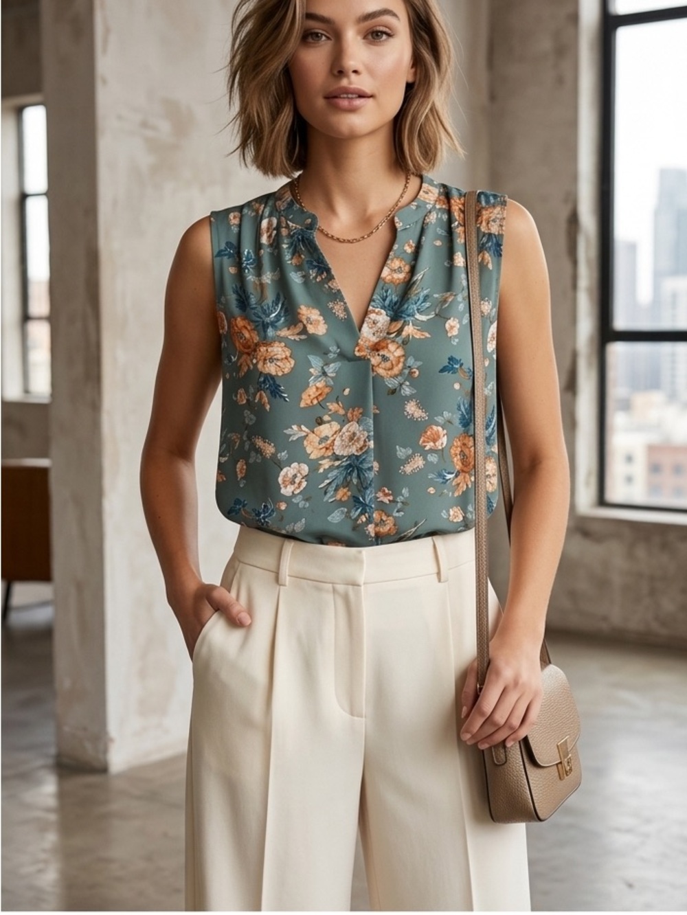 Anne Klein Floral Sleeveless Top